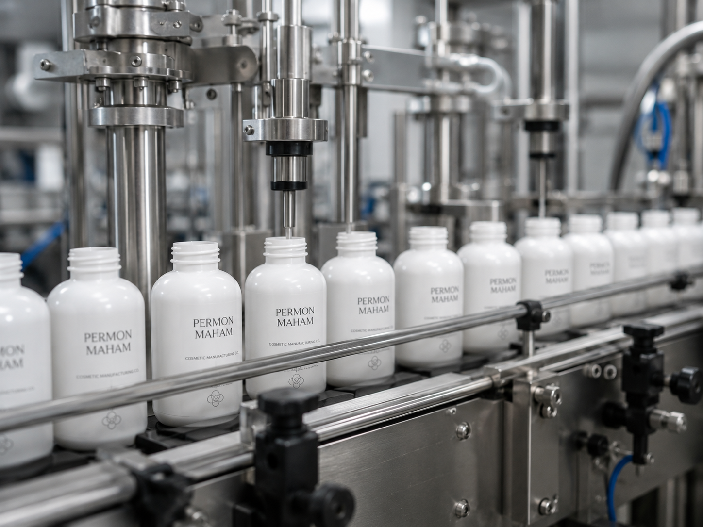 Automatic cosmetic bottle filling line