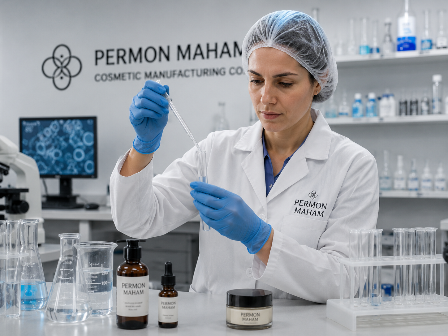 Cosmetic formulation specialist in the laboratory