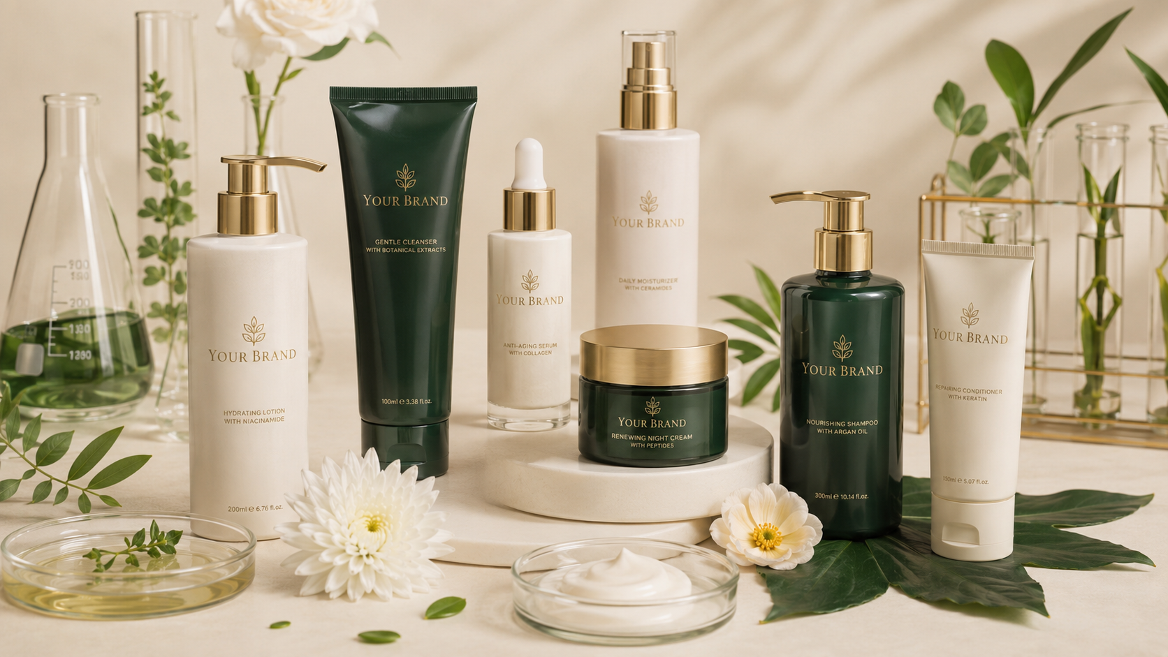 Premium private label skincare and haircare collection